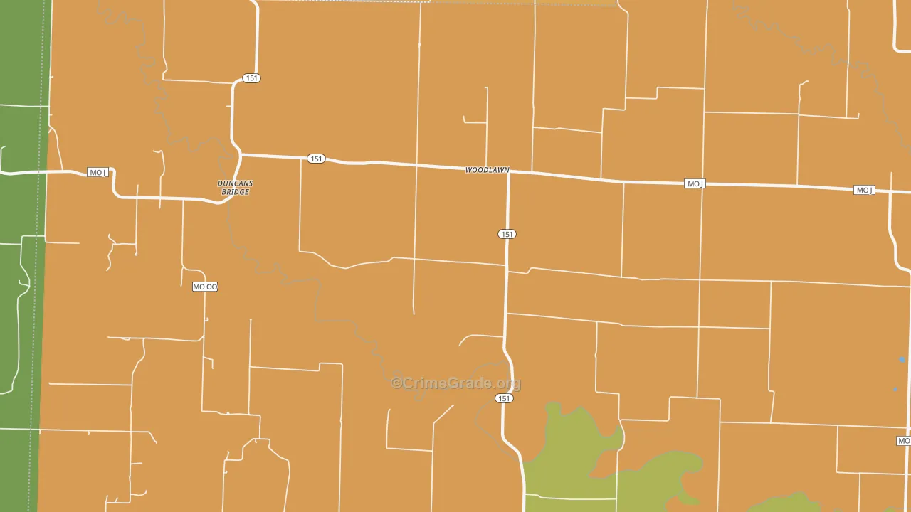 Woodlawn, MO Map of Murder Rates