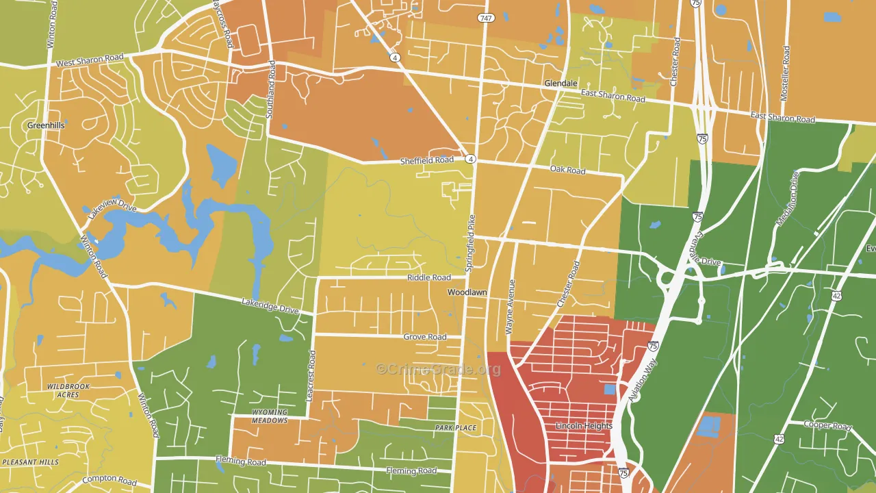 Woodlawn, OH Map of Murder Rates