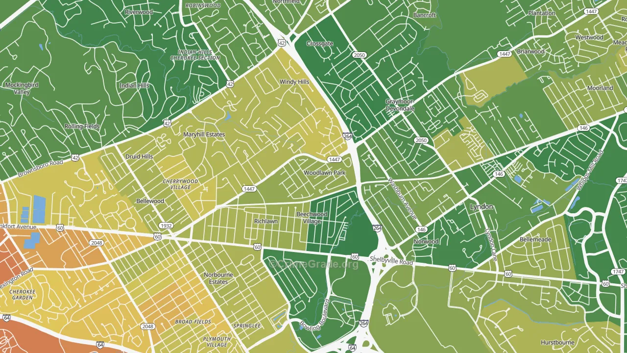 Woodlawn Park, KY Map of Murder Rates