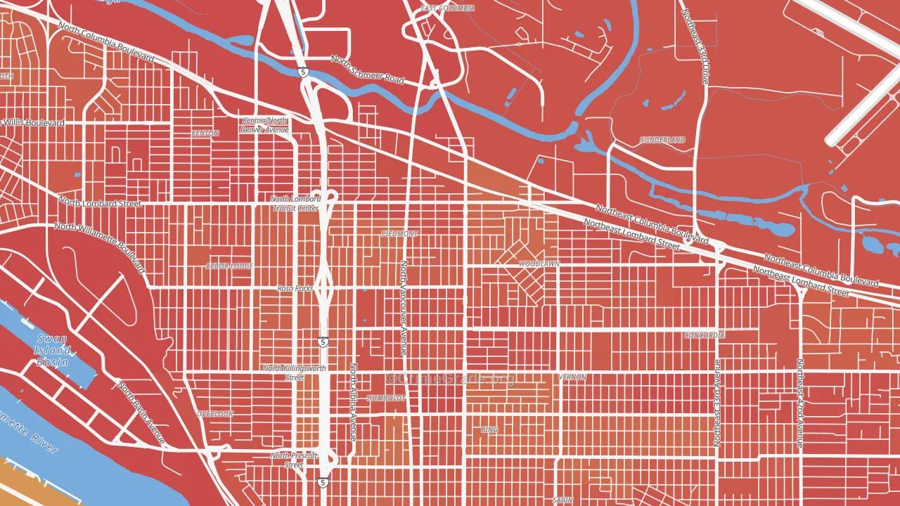 Woodlawn, Portland, OR Map of Murder Rates