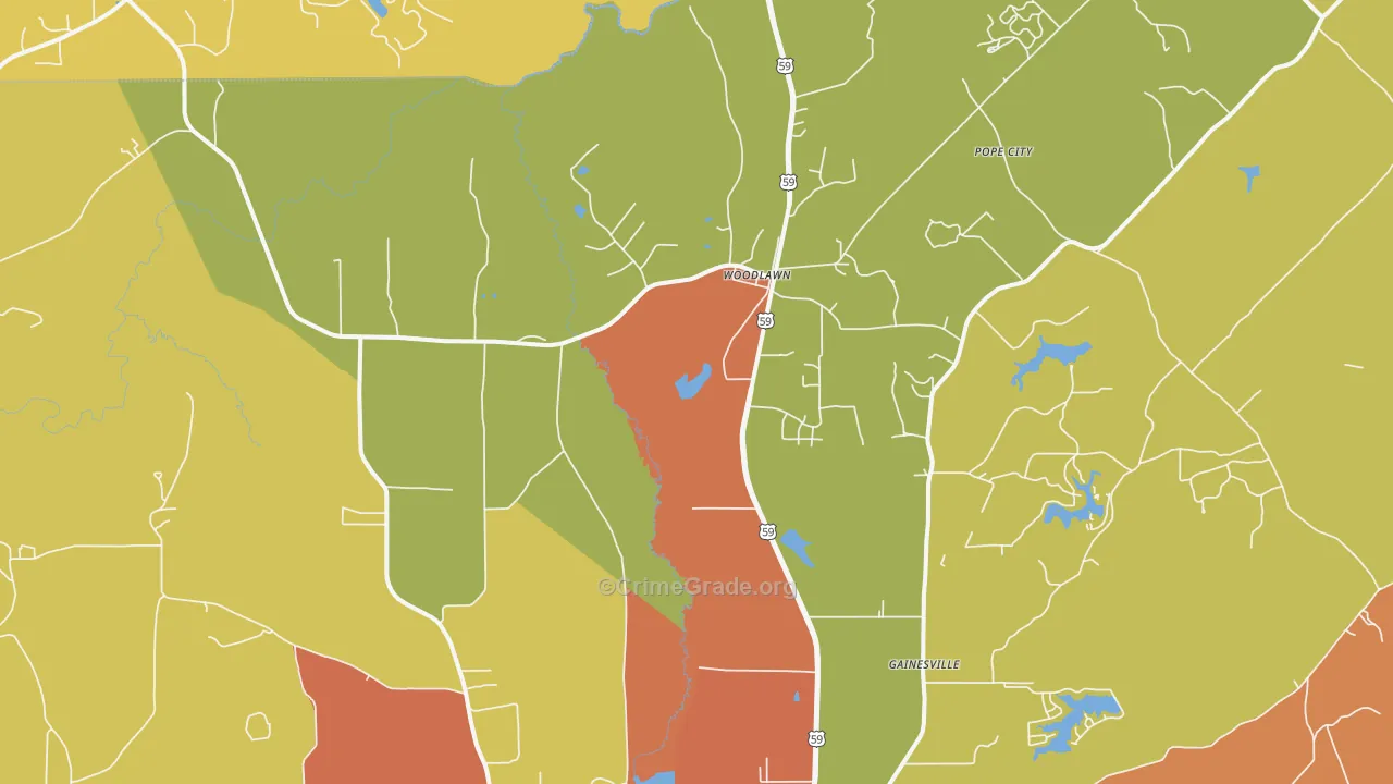 Woodlawn, TX Map of Murder Rates