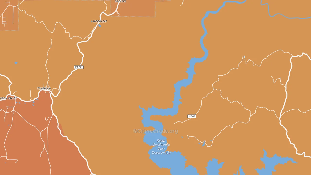 Woodleaf, CA Map of Murder Rates