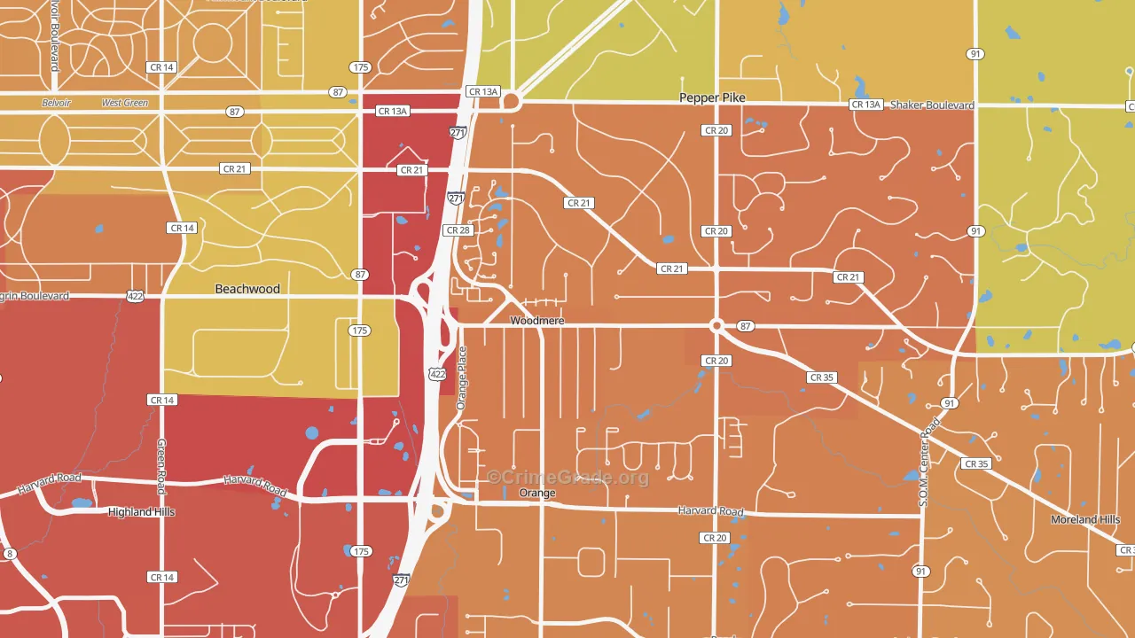 Woodmere, OH Map of Murder Rates
