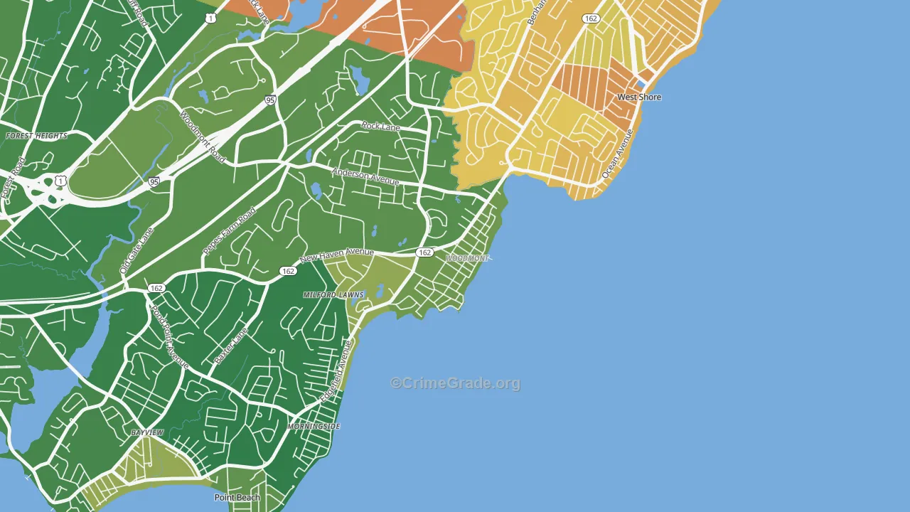 Woodmont, CT Map of Murder Rates