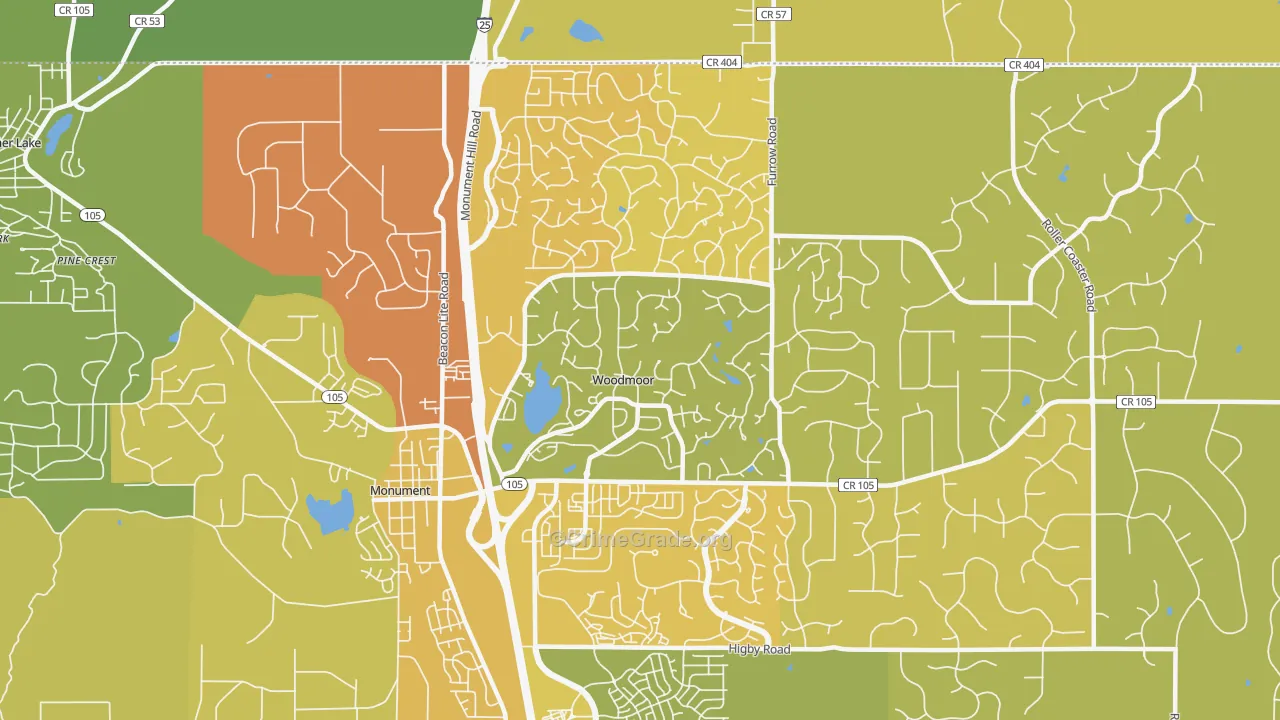 Woodmoor, CO Map of Murder Rates