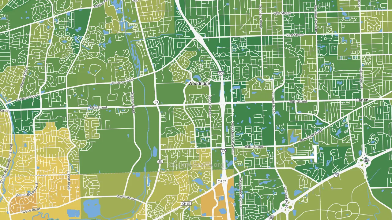 Woodridge, IL Map of Murder Rates