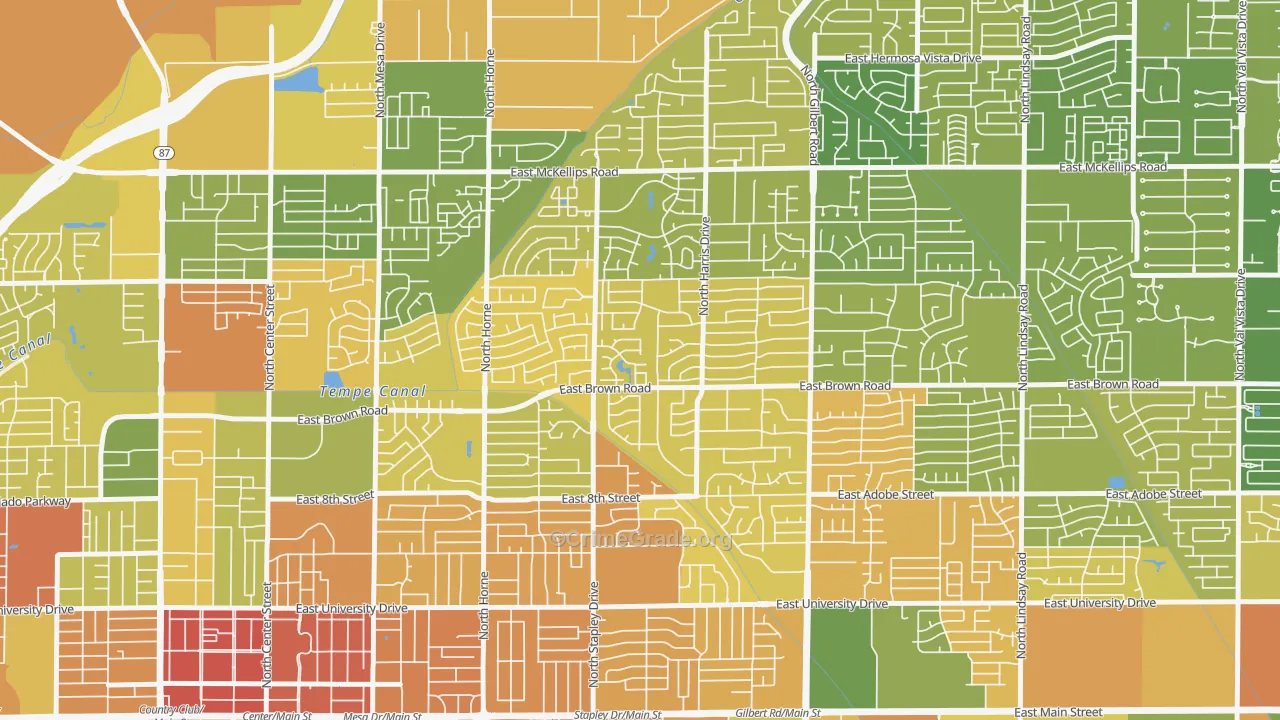 Woodridge Lakes, Mesa, AZ Map of Murder Rates
