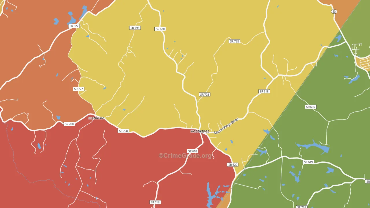 Woodridge, VA Map of Murder Rates