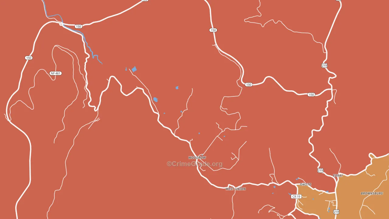 Woodrow, WV Map of Murder Rates