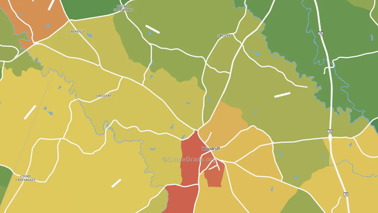 Woodruff, SC Map of Murder Rates