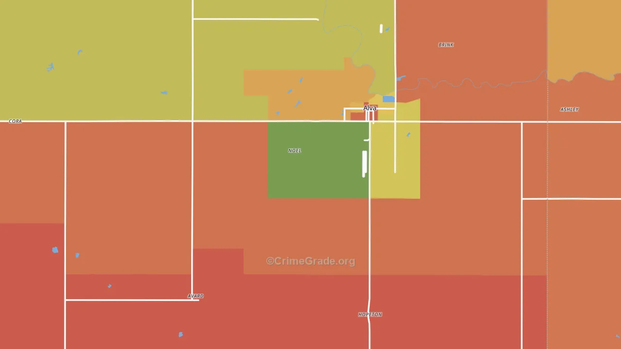 Woods County, OK Map of Murder Rates