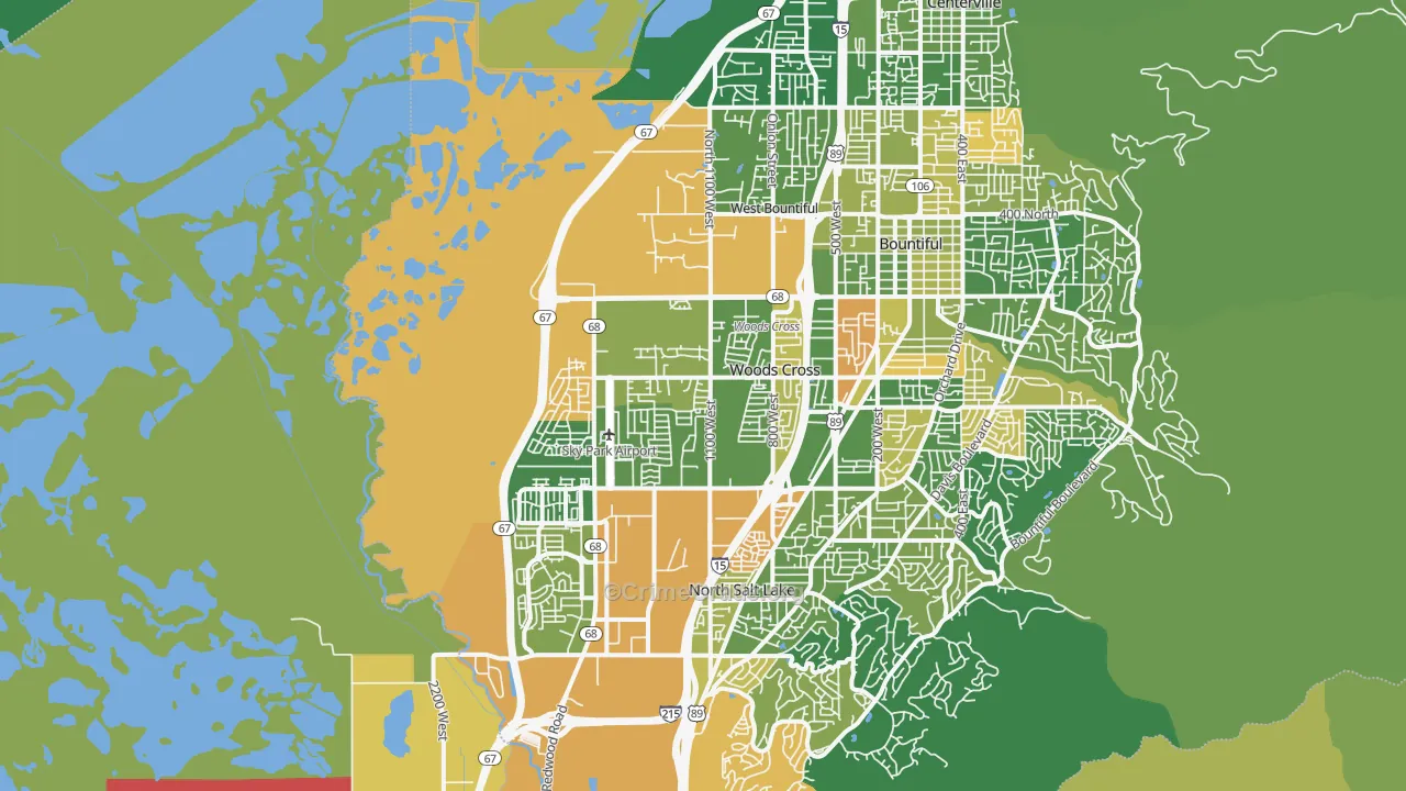 Woods Cross, UT Map of Murder Rates