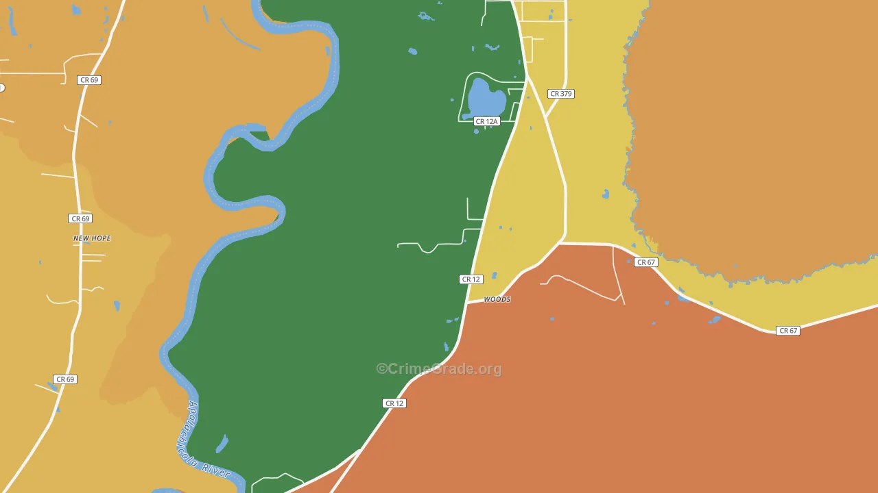 Woods, FL Map of Murder Rates