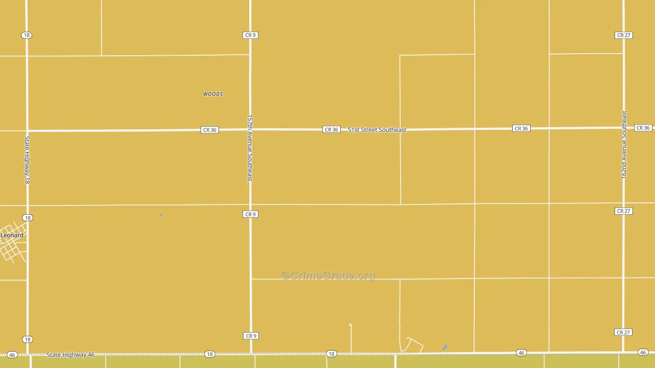 Woods, ND Map of Murder Rates