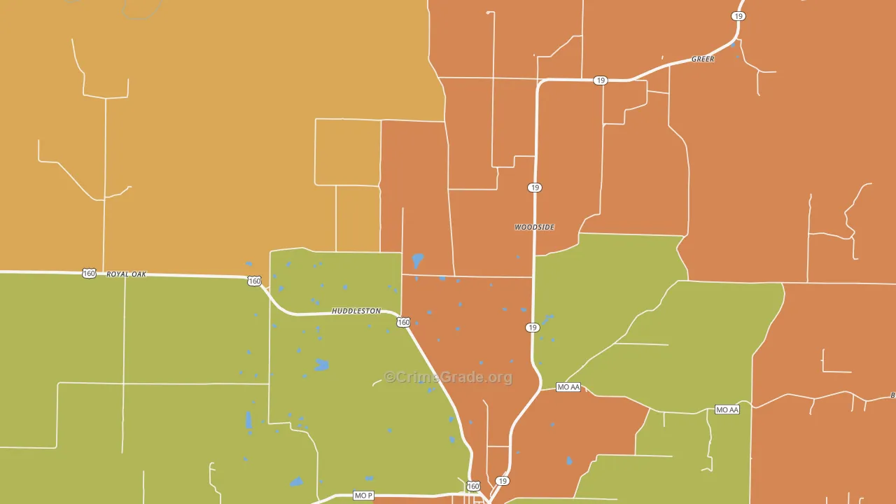 Woodside, MO Map of Murder Rates