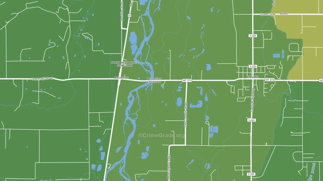 Woodside, MT Map of Murder Rates