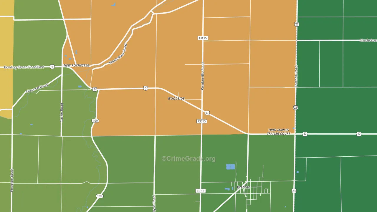 Woodside, OH Map of Murder Rates