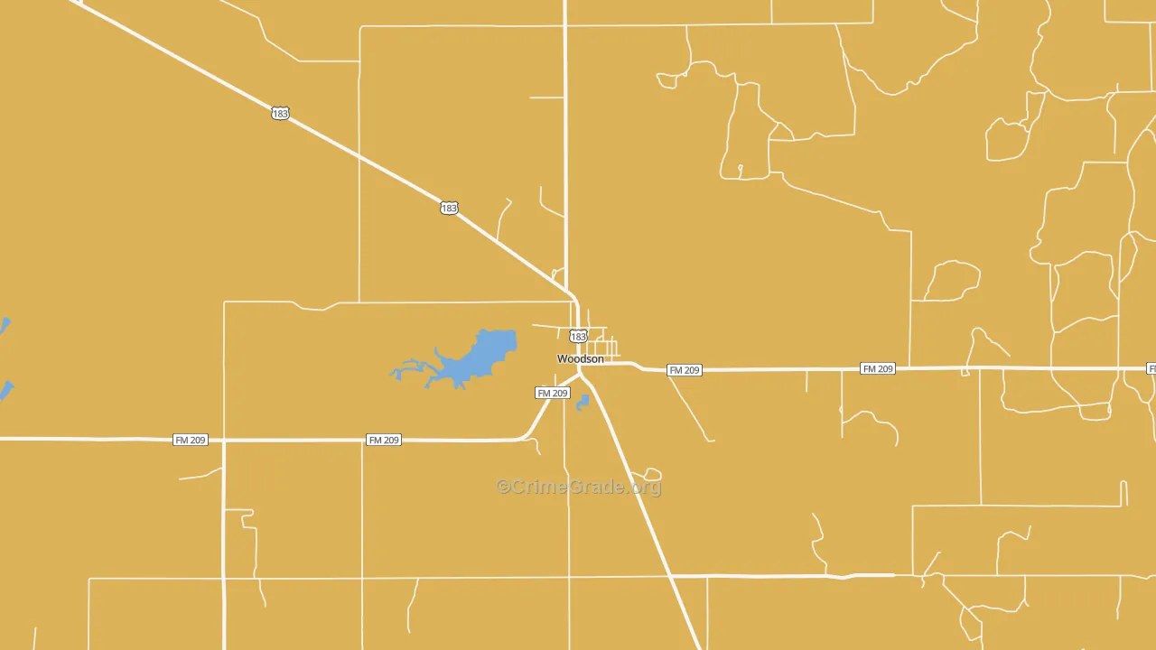 Woodson, TX Map of Murder Rates