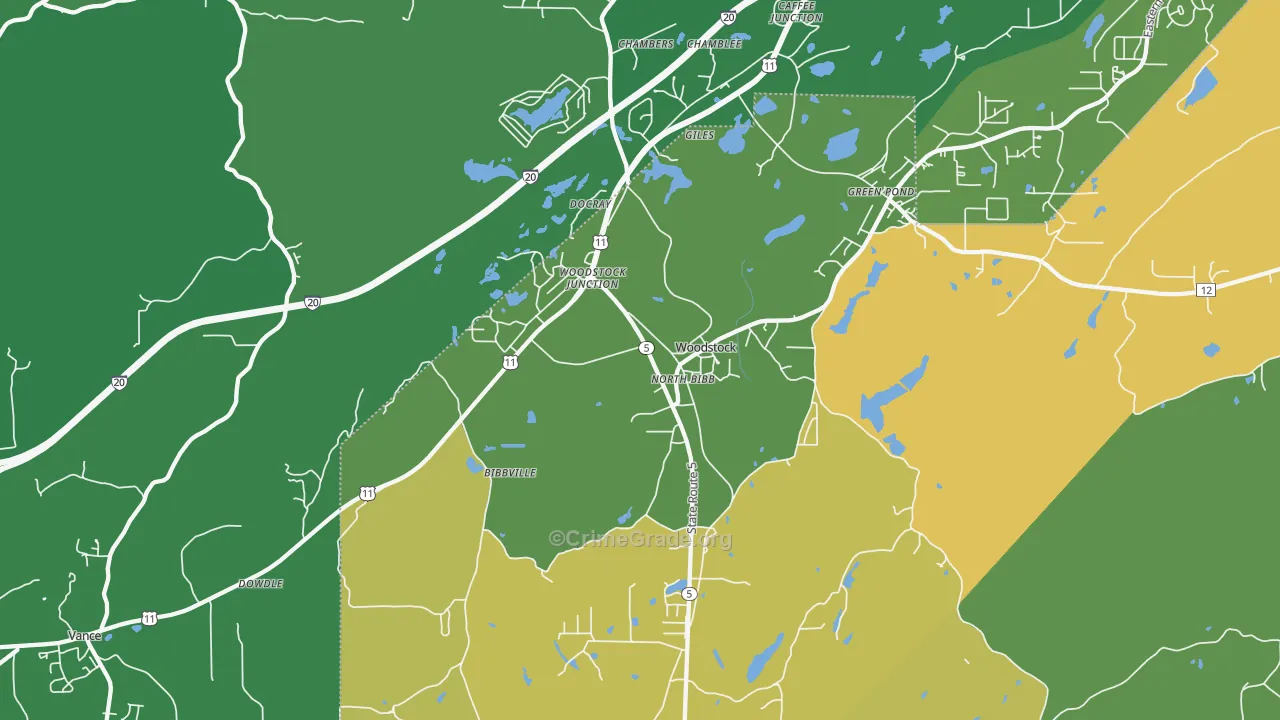 Woodstock, AL Map of Murder Rates