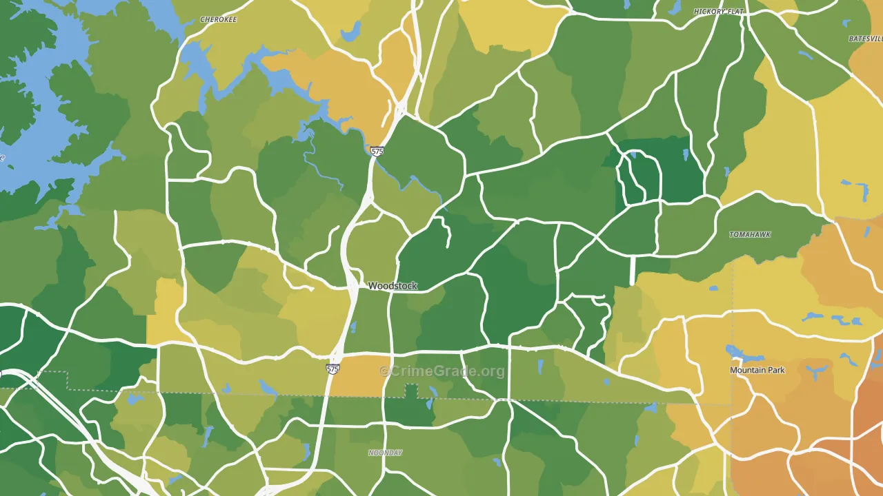 Woodstock, GA Map of Murder Rates