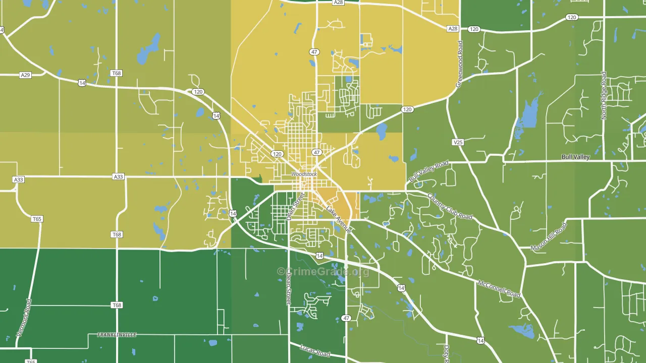 Woodstock, IL Map of Murder Rates