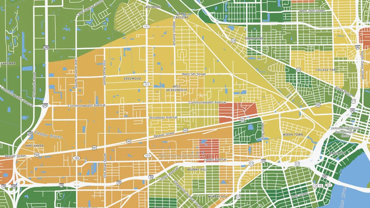 Woodstock, Jacksonville, FL Map of Murder Rates