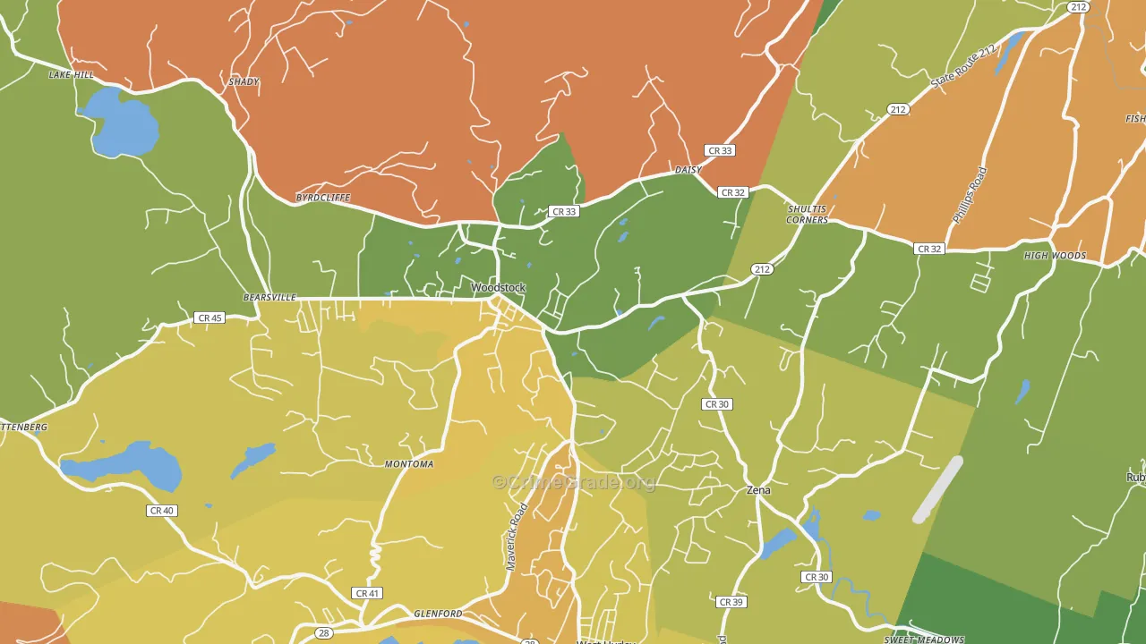 Woodstock, NY Map of Murder Rates