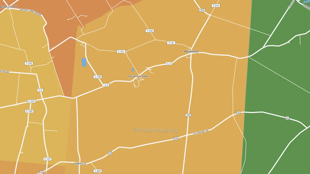 Woodstock, OH Map of Murder Rates