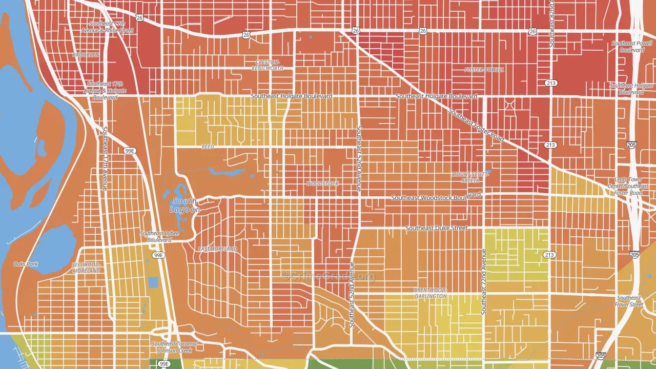 Woodstock, Portland, OR Map of Murder Rates