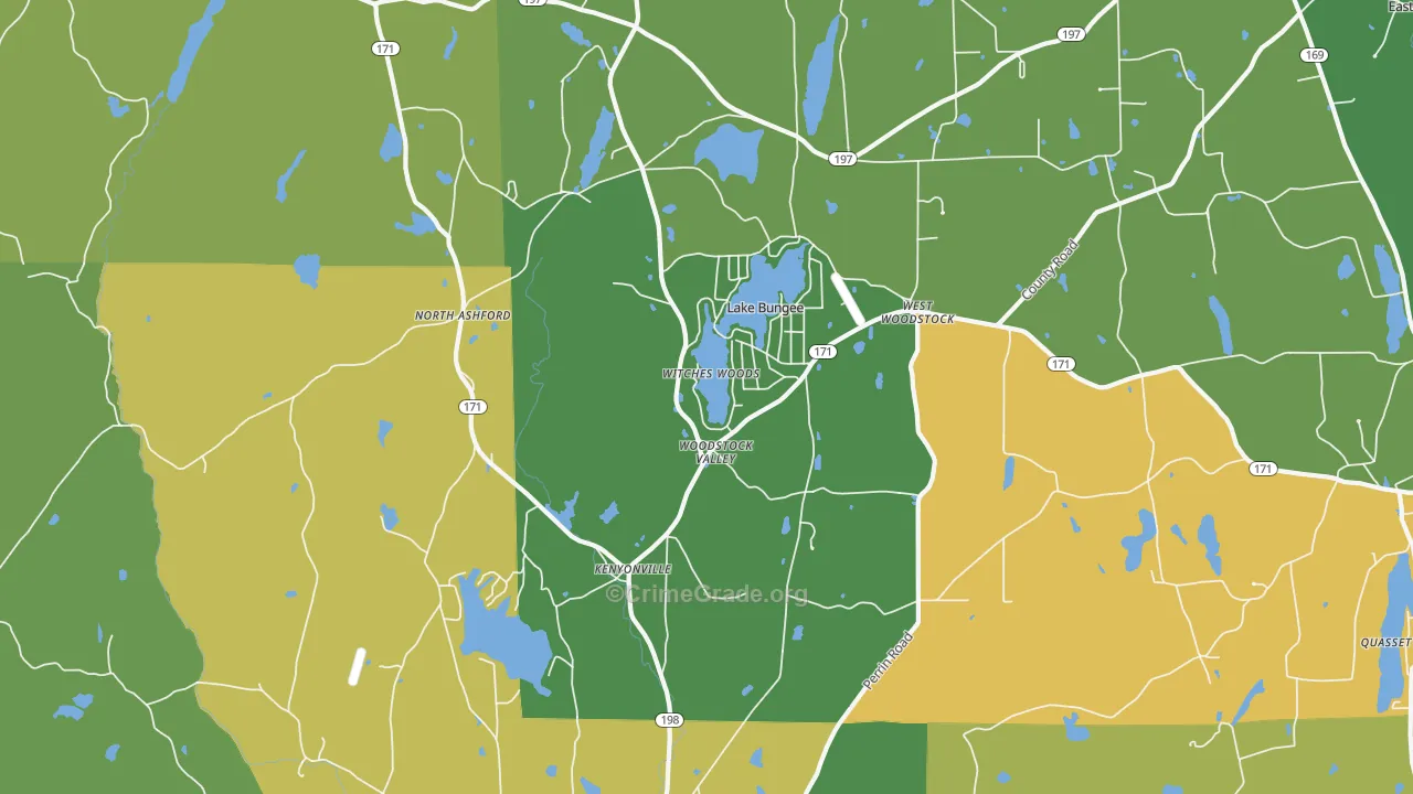 Woodstock Valley, CT Map of Murder Rates