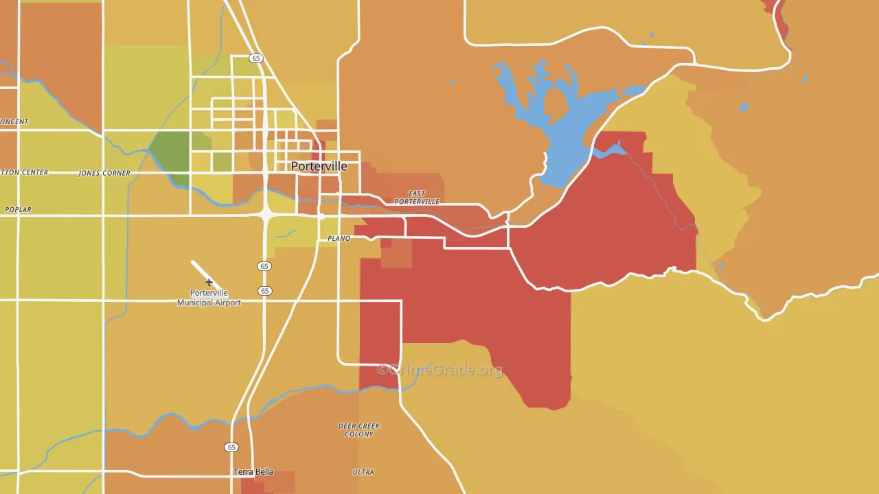 Woodville, CA Map of Murder Rates