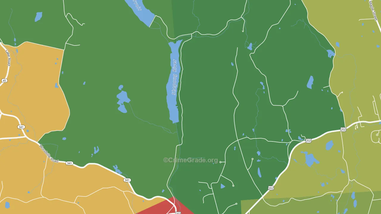 Woodville, CT Map of Murder Rates