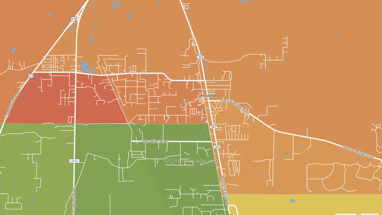 Woodville, FL Map of Murder Rates