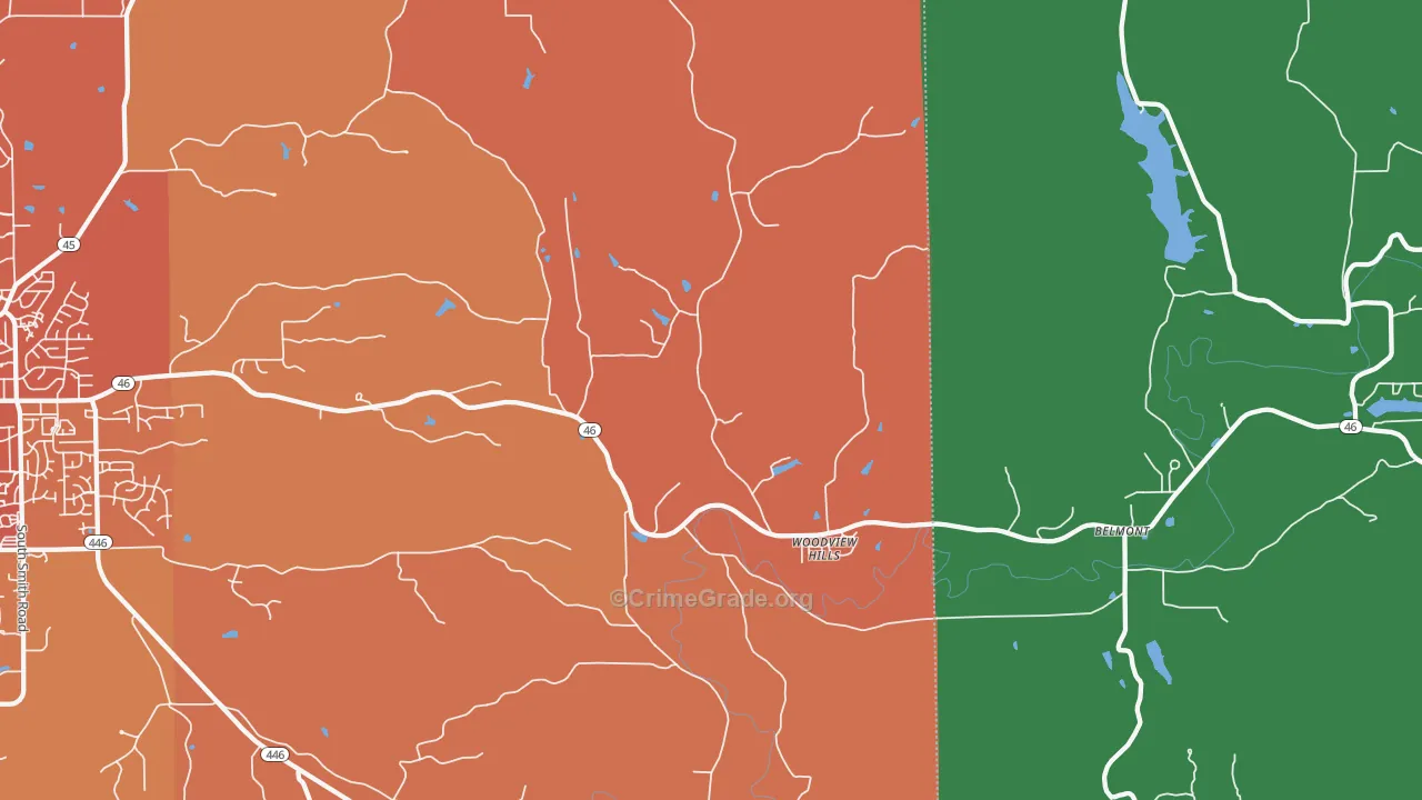Woodville Hills, IN Map of Murder Rates