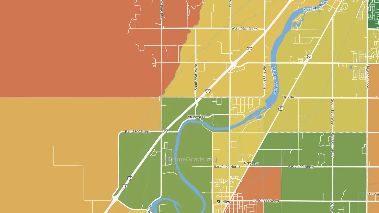 Woodville, ID Map of Murder Rates