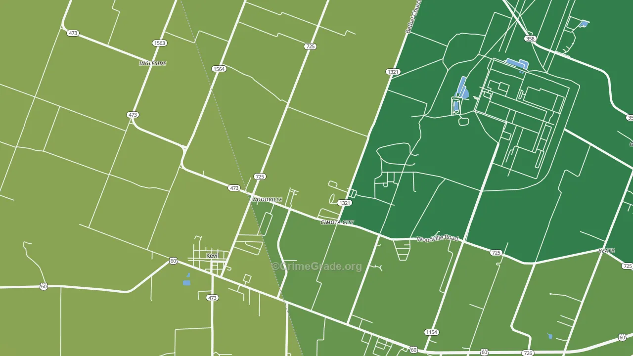Woodville, KY Map of Murder Rates