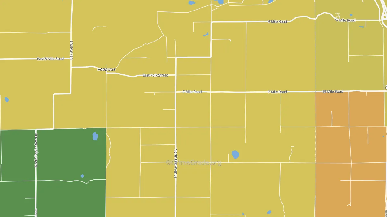 Woodville, MI Map of Murder Rates