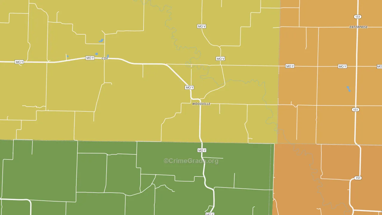 Woodville, MO Map of Murder Rates
