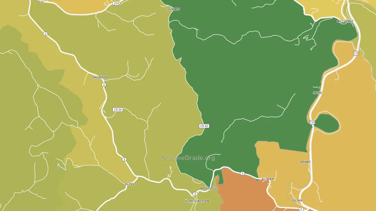 Woodville, WV Map of Murder Rates