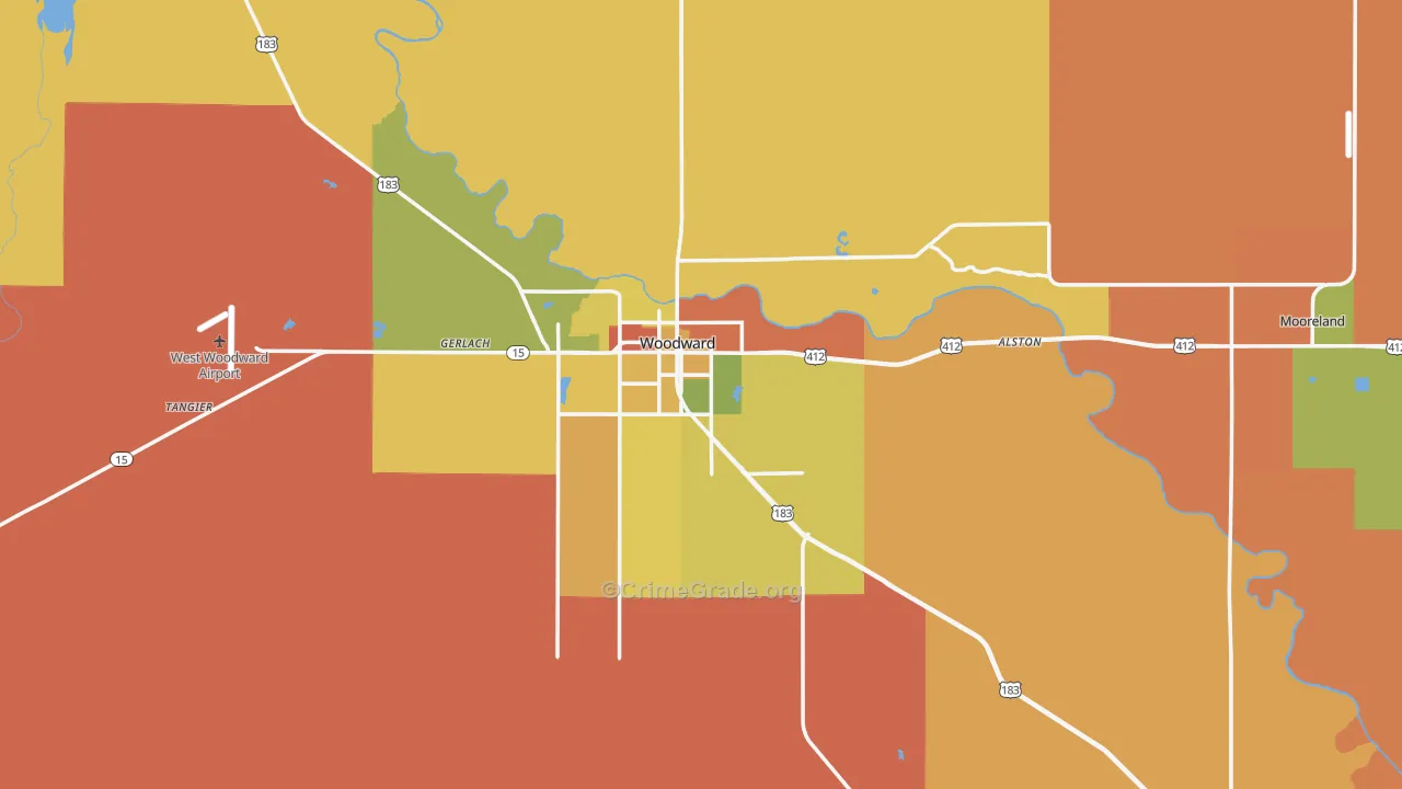 Woodward County, OK Map of Murder Rates