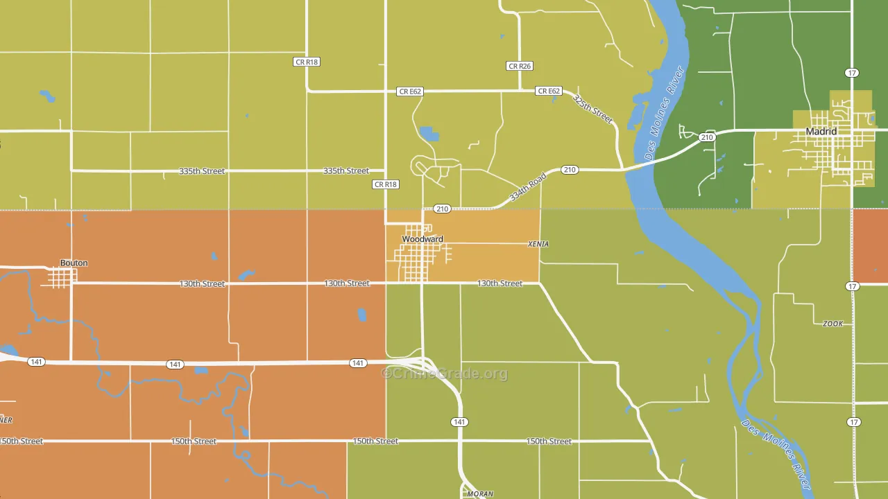 Woodward, IA Map of Murder Rates