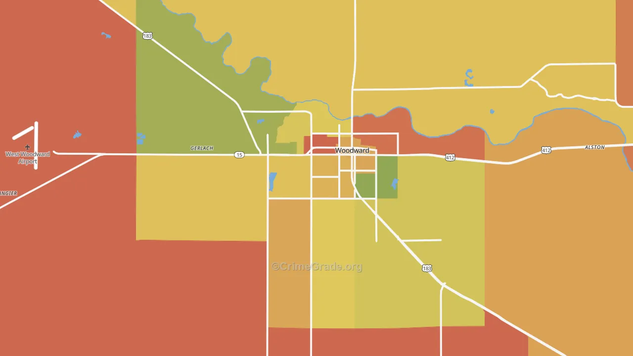 Woodward, OK Map of Murder Rates