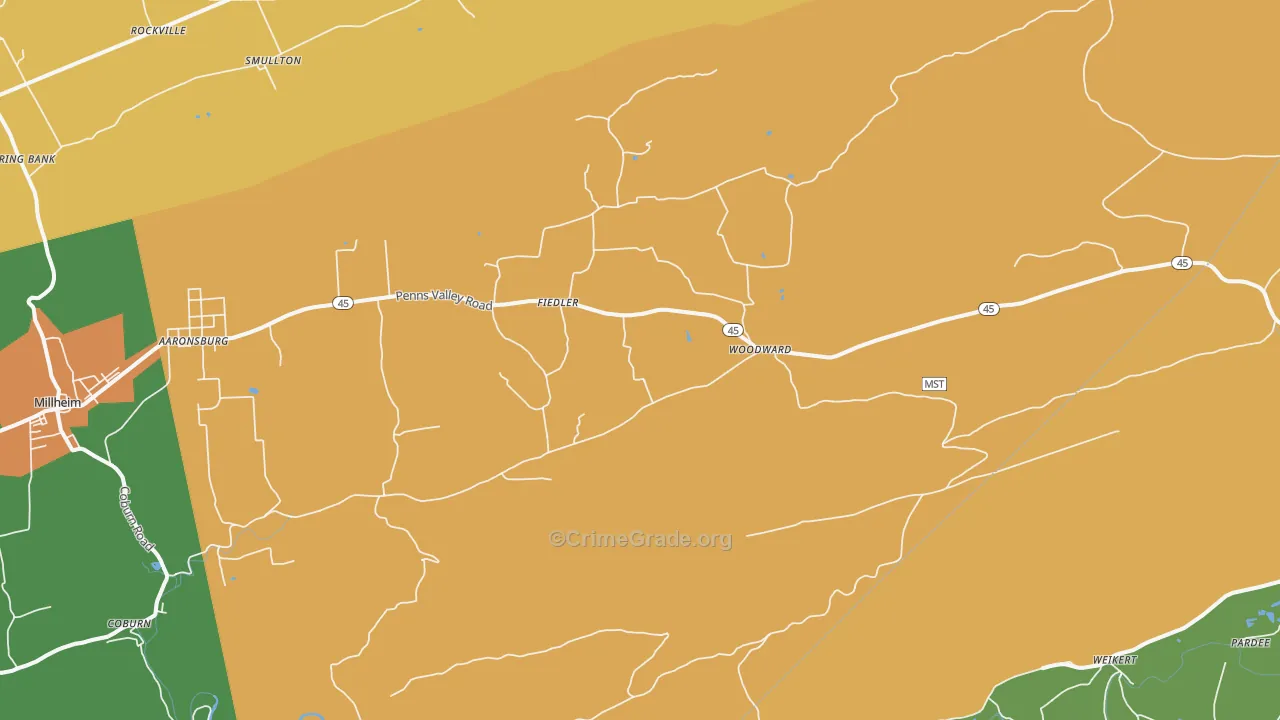 Woodward, PA Map of Murder Rates