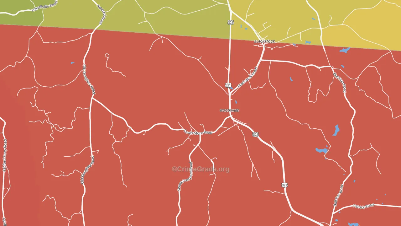 Woodward, SC Map of Murder Rates
