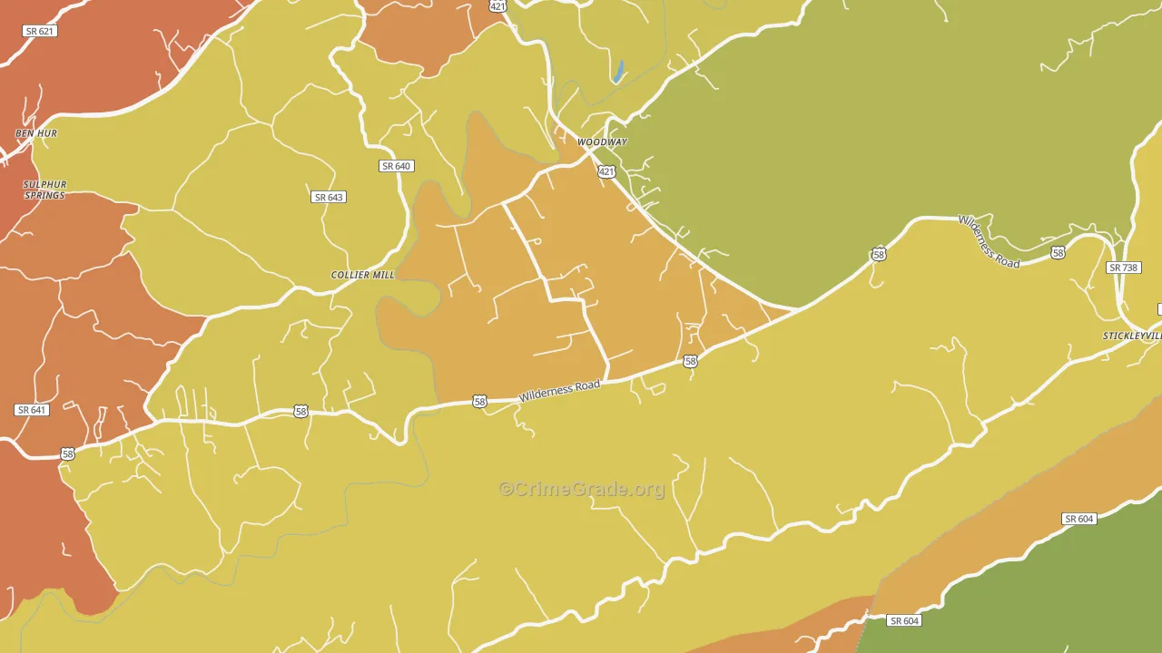 Woodway, VA Map of Murder Rates