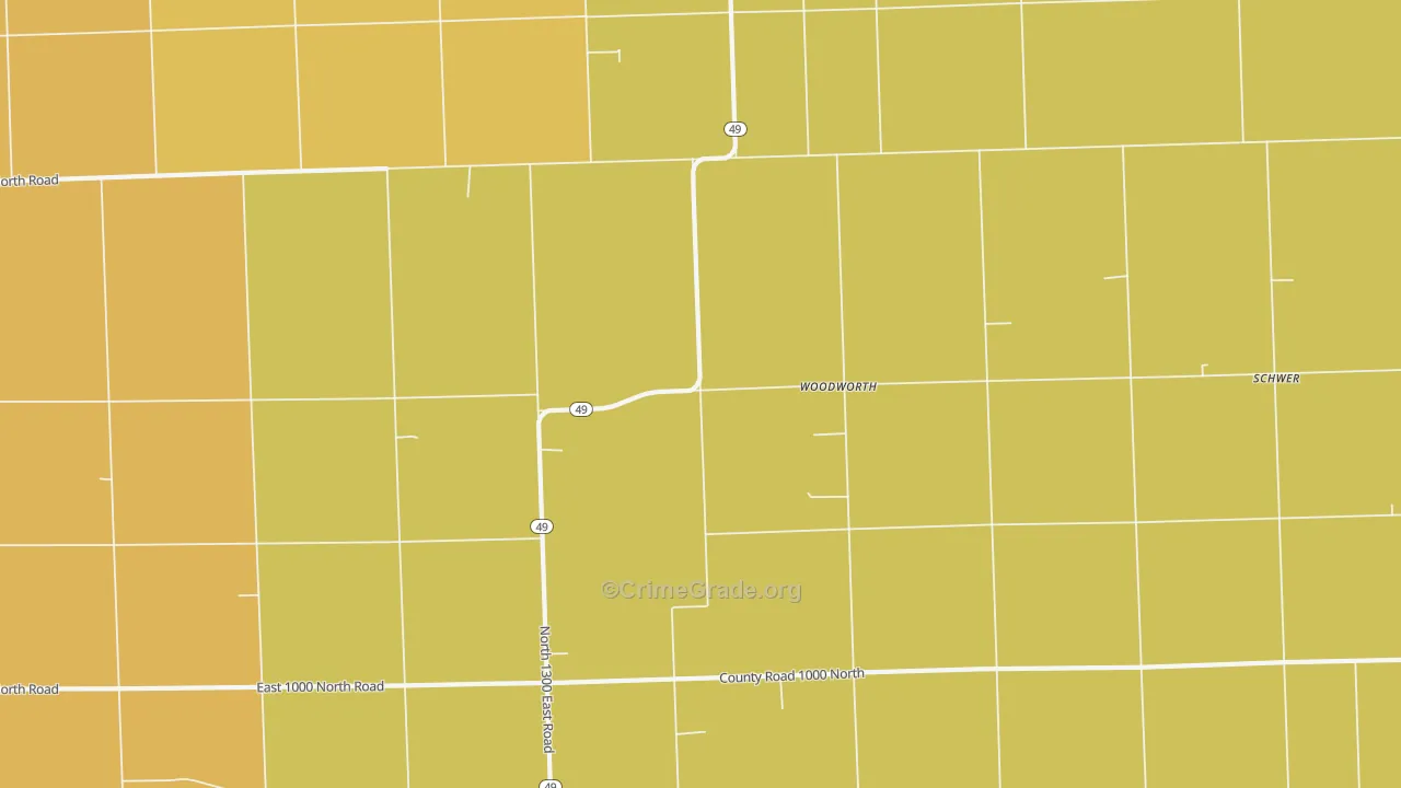 Woodworth, IL Map of Murder Rates