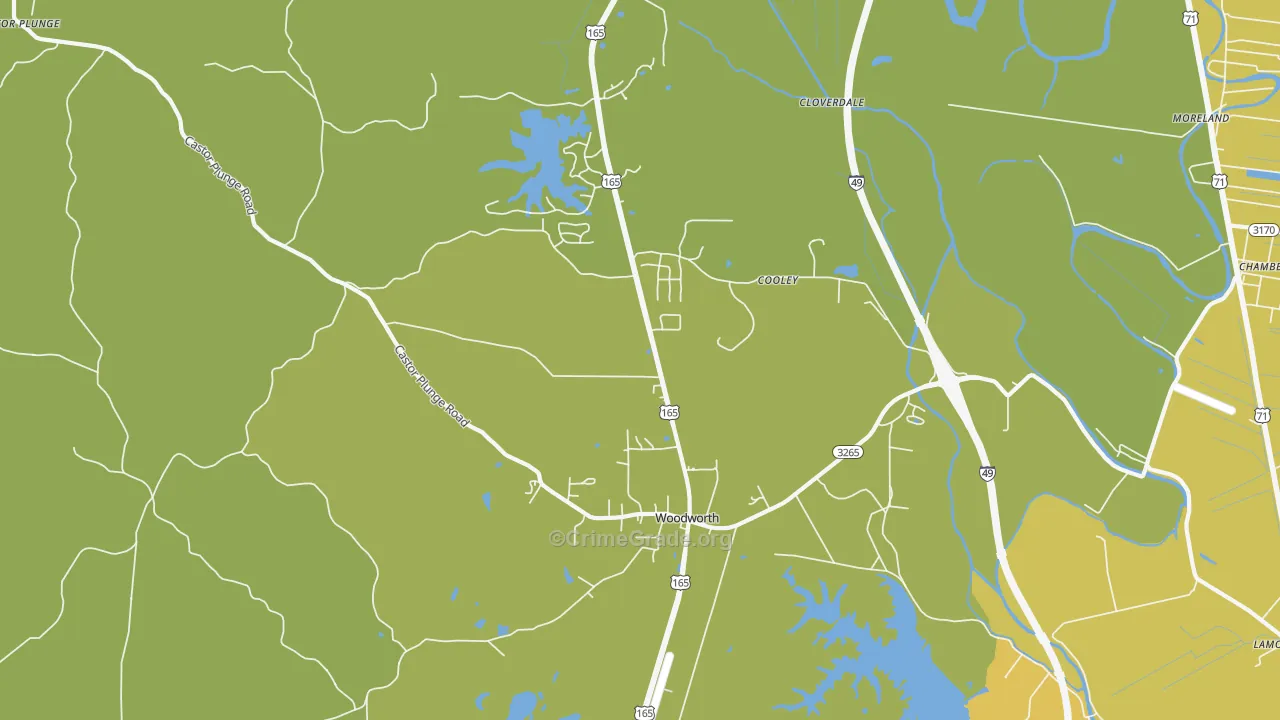 Woodworth, LA Map of Murder Rates