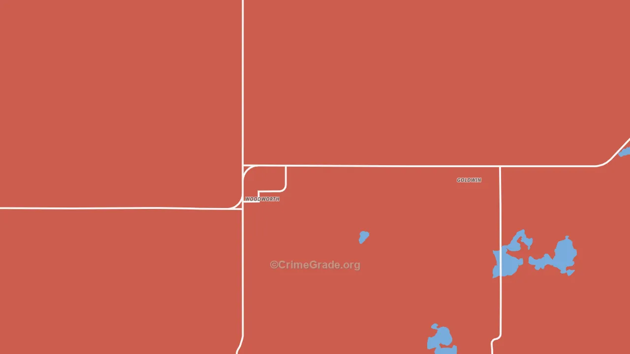 Woodworth, ND Map of Murder Rates