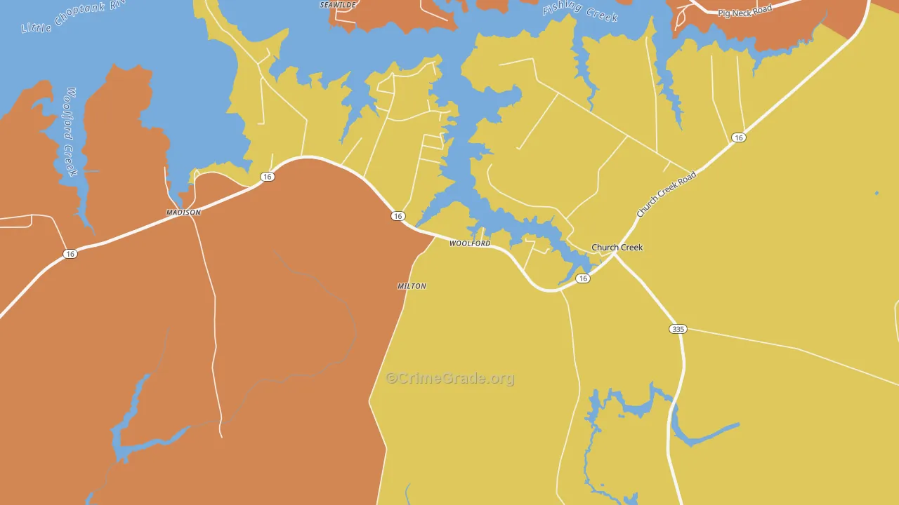 Woolford, MD Map of Murder Rates