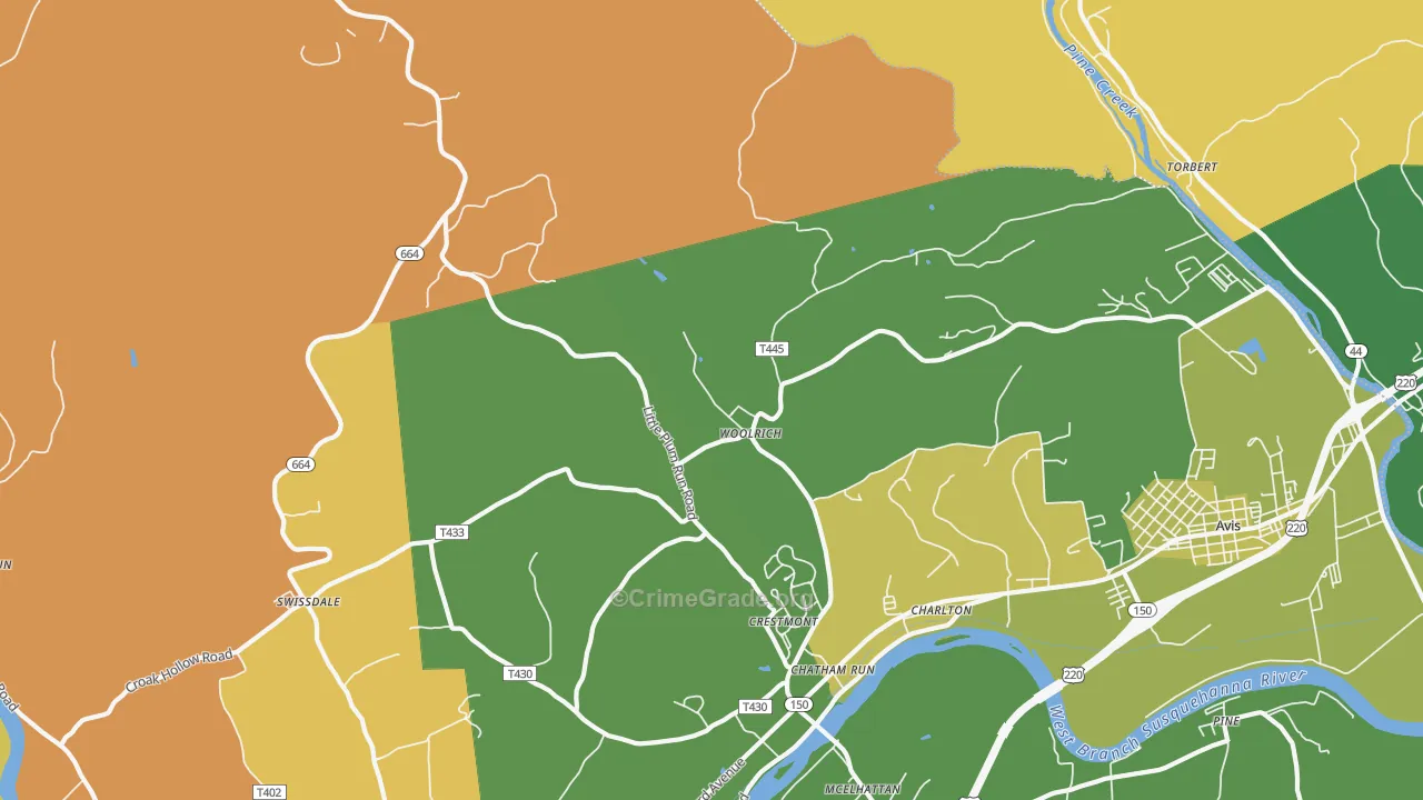 Woolrich, PA Map of Murder Rates